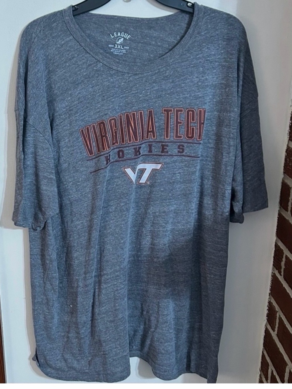 League Size 3xl Virginia Tech Hokies Gray Graphic T-Shirt